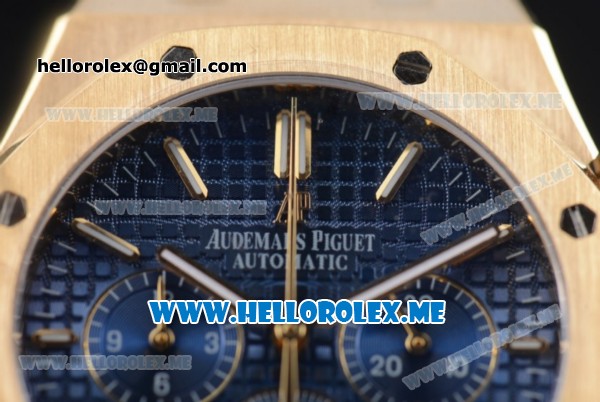 Audemars Piguet Royal Oak Miyota Quartz Yellow Gold Case/Bracelet with Blue Dial and Stick Markers - Click Image to Close